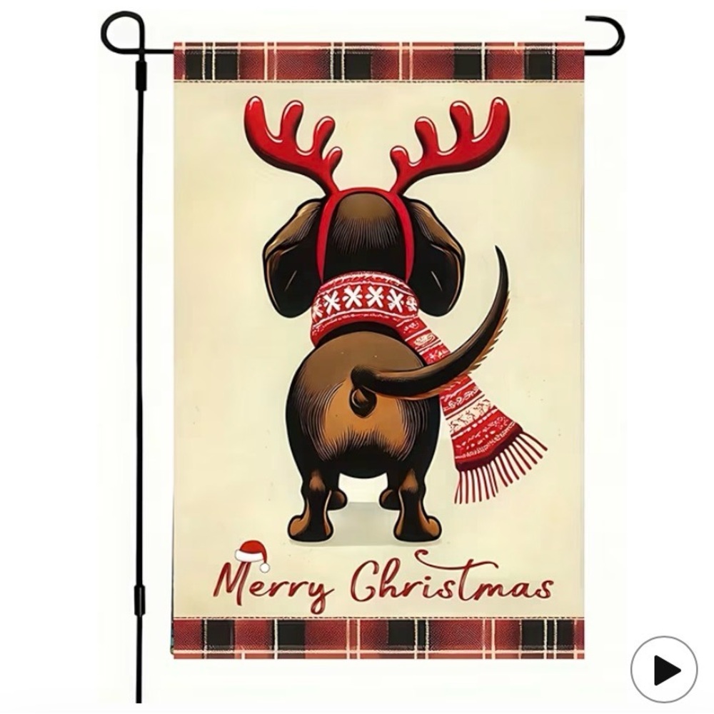 Christmas Daschund Garden Flag